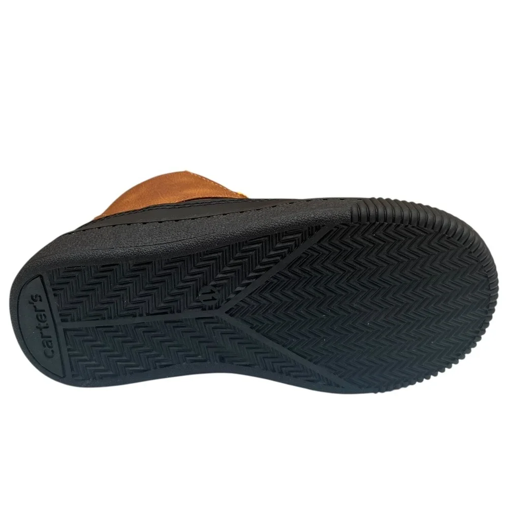 Carters Little Boys Sporty Ankle Bootie Size 11 Brown Black Slip-on Style‎